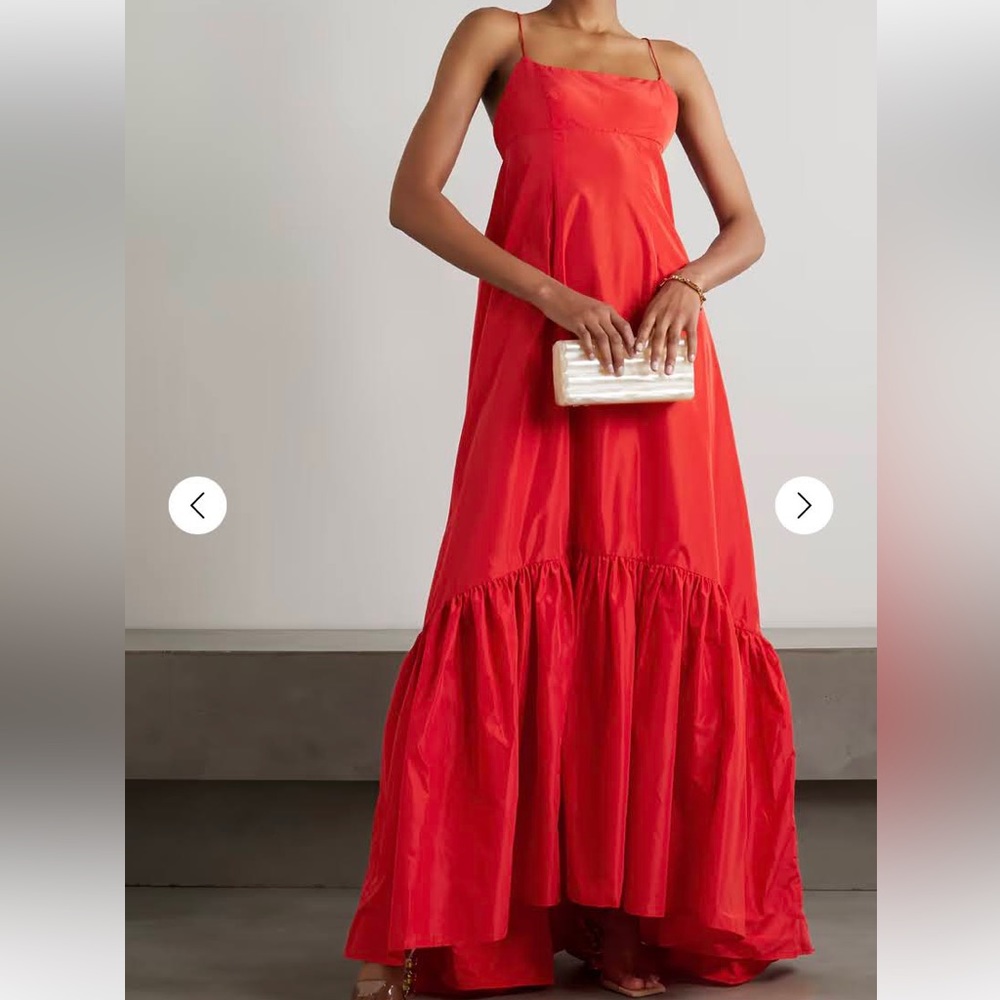 STAUD Florence Tiered Taffeta Dress